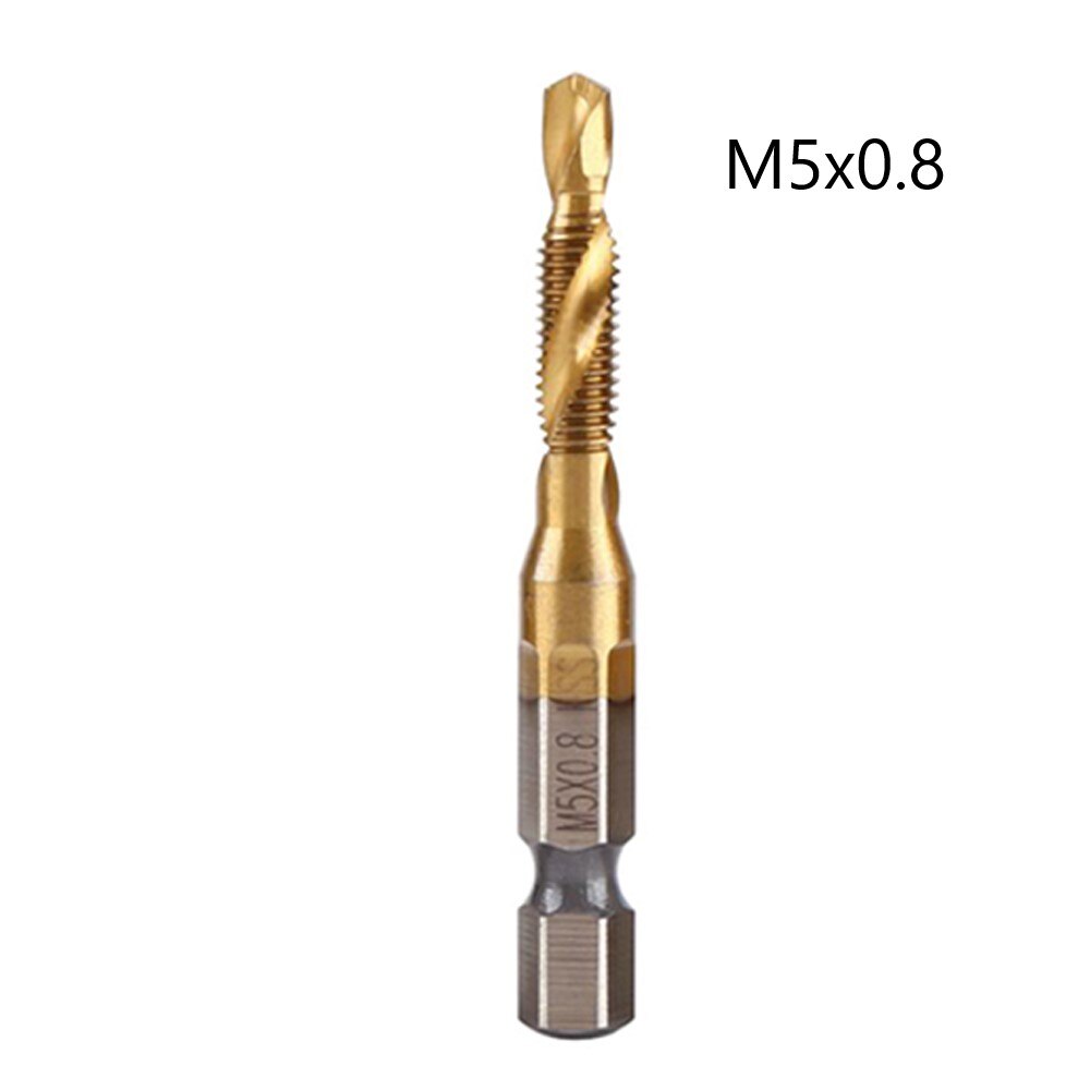 Hex Shank Titanium Plated HSS Screw Thread Metric Tap Drill Bits Screw Machine Compound Tap M3 M4 M5 M6 M8 M10 Hand Tools: I