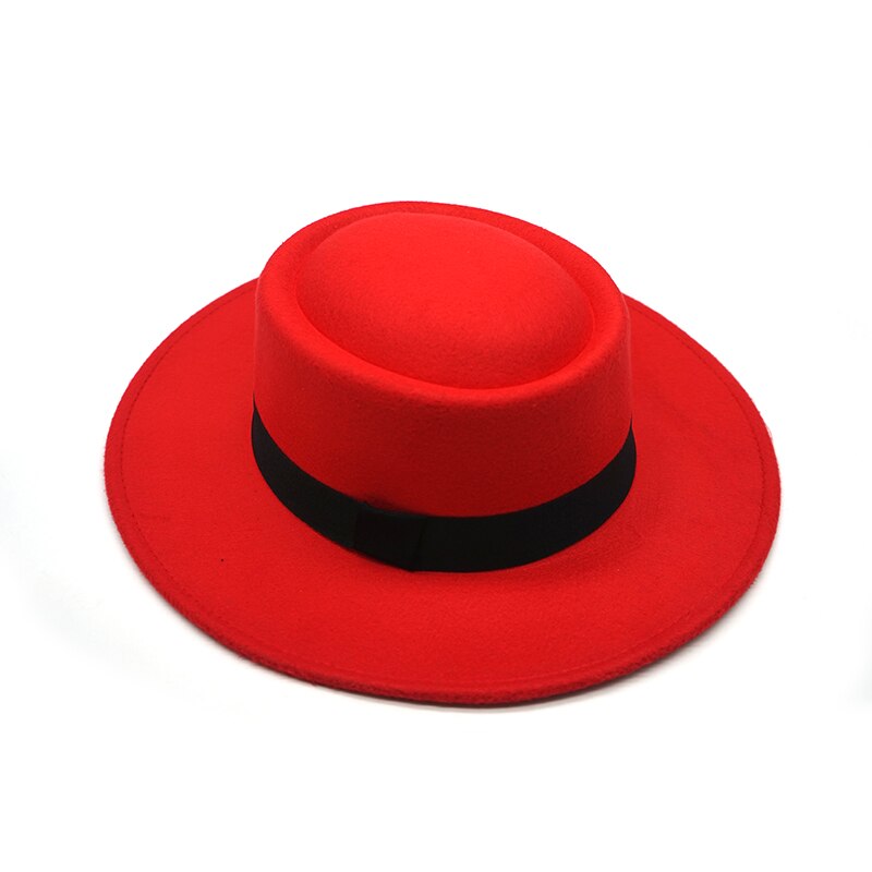Vinter efterår sejler flad top hat til kvinder & #39 ;s mand bred skygge damer fedoras hat jazz cap klassisk bowler feminino gorra: 4