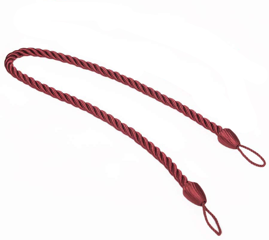 NICETOWN 1pc Curtains Buckles Tie Rope Solid Color Tieback Holder Clips Rope Home Decor Curtain Decorative Accessories: Burgundy Red
