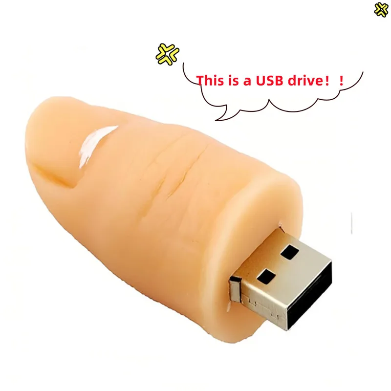 Fingerprint Silicone USB Flash Drive, Finger Shape Design, Bonito Cartoon Stick, Halloween Drive, Licitação de Negócios Legal, Presente, 32GB