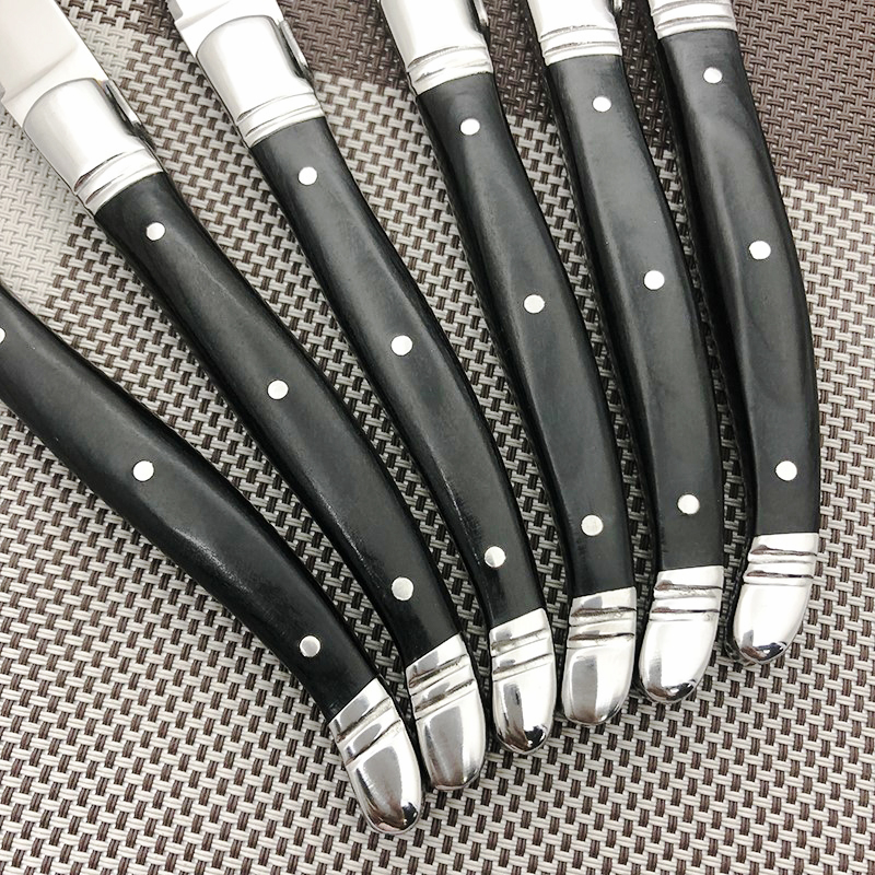 2/4/6pcs 9&#39;&#39; Laguiole Style Black Wood Dinner Knife Stainless Steel Steak Knives Table Knifes Restaurant Bar Dinnerware Set