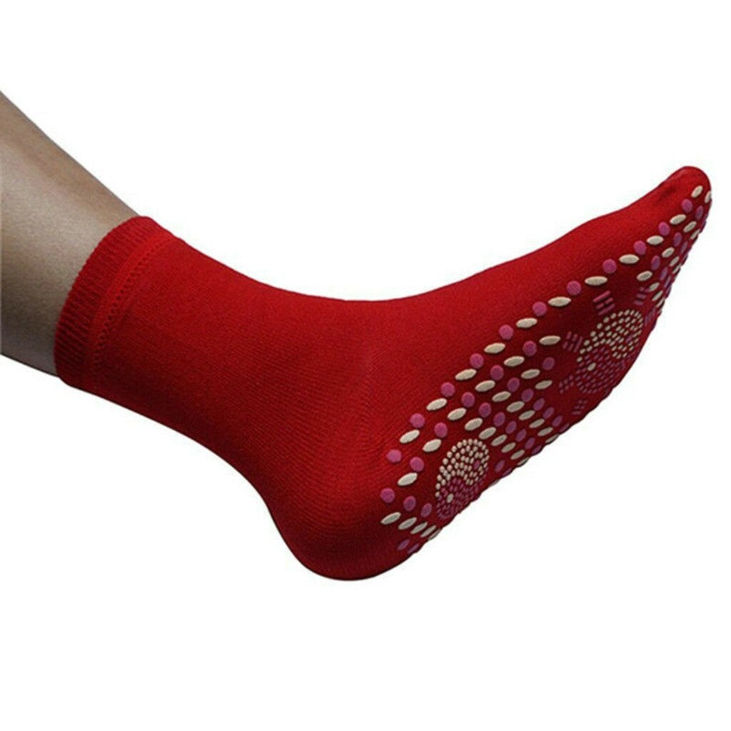 Ttlife turmalin selvopvarmende sokker til kvinder mem varme kolde fødder komfort sundhed opvarmet sok magnetisk terapi behagelig: Rød