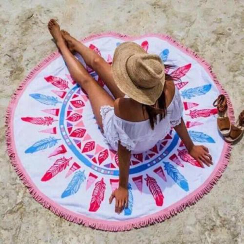 Summer Large Printed Round Beach Towels Tassel Circle Beach Towel Serviette De Plage