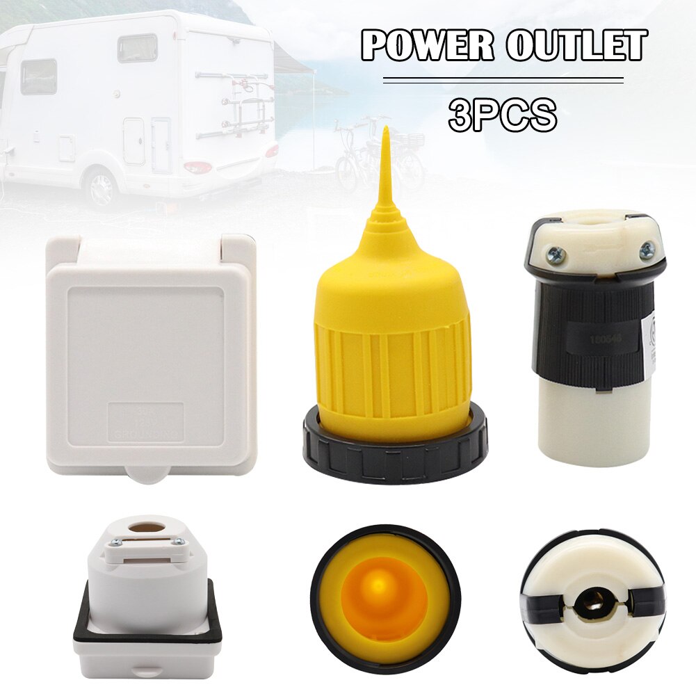 30 AMP RV Trailer Marine Power Cord Power Inlet Female Twist locking Connector Weatherproof Boot Kit M8617