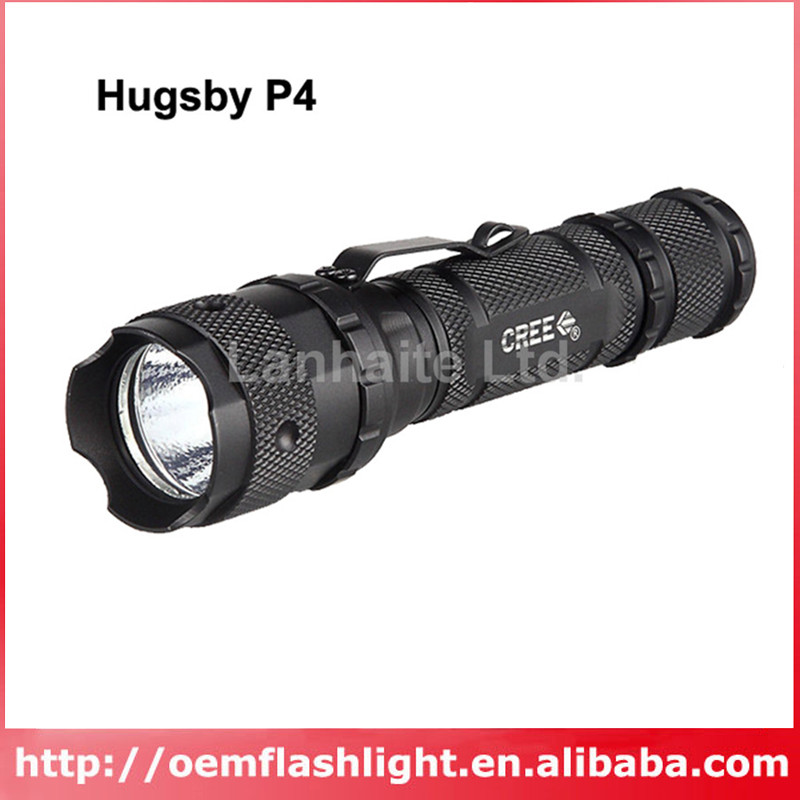 Hugsby P4 Cree XP-G R5 250 Lumens 3-Mode LED Flashlight - Black ( 1x18650 / 2x16340 / 2xCR123 )