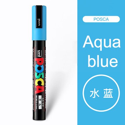 Uni Posca PC-5M Paint Marker Pens Medium Tip 1.8mm-2.5mm 17 Colors for School Office Art Marker Japanese Art Supplies 1Pcs: aqua blue 1Pcs