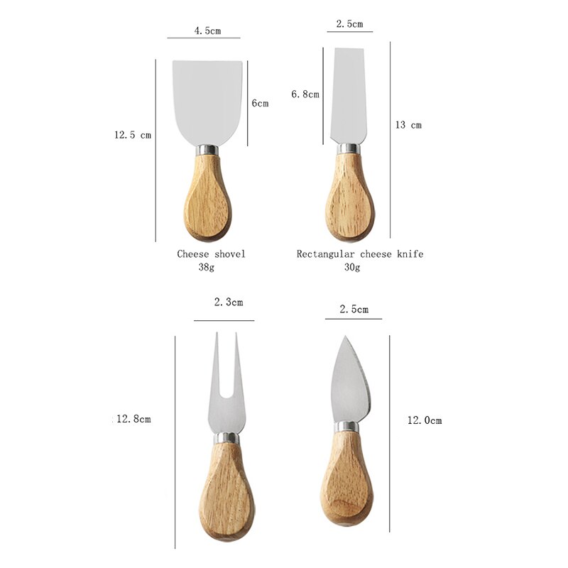 Stainless Steel Cheese Cutter Knife Slicer Sets Lemon Planers Oak Bamboo Cheese Cutter Knife Hosuehold Kitchen Accessories: B-4Pcs slicer