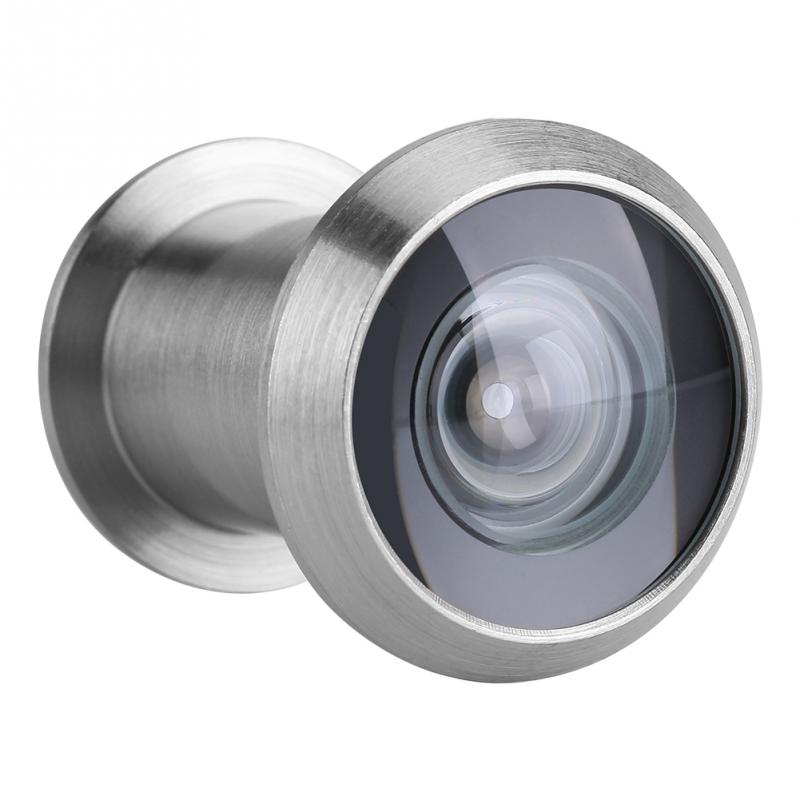 200 Degree Wide Viewing Angle Peephole Security Door Viewers 14mm Hole Hidden Peephole Adjustable Glass Lens Hardware Tools: Brushed Silver