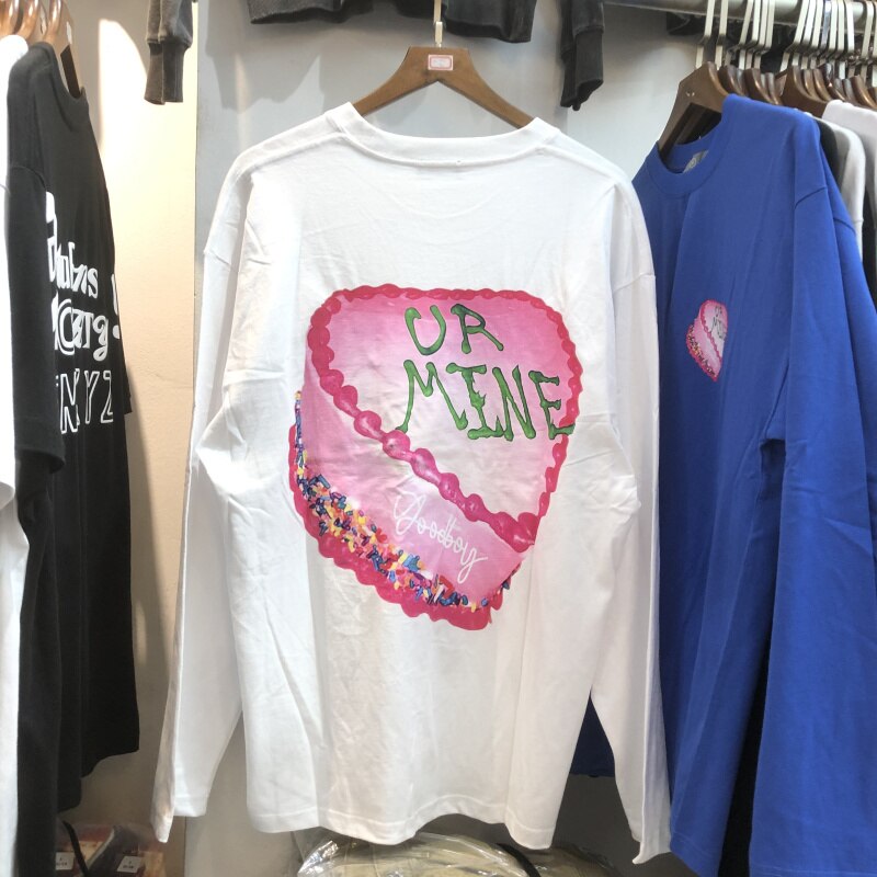 XOXOGOODBOY Long Sleeve Love Cake Printing Men T Shirt Casual Women Shirts Best Seller Men Clothing