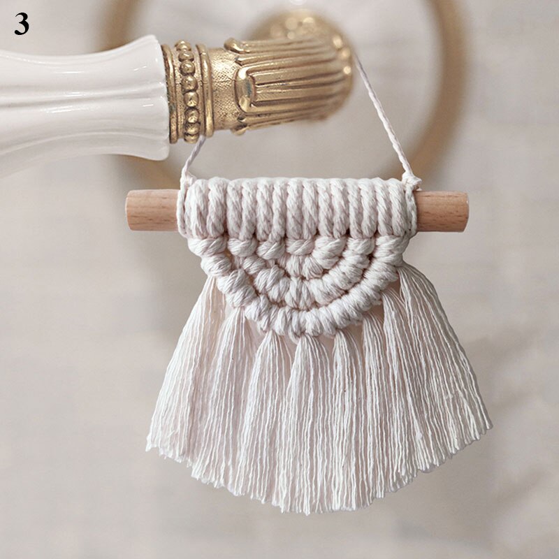 Colgante de pared de macramé para decoración del hogar, colgante tejido a mano para decoración de habitación de niñas, boda, , navidad: 3 11cm