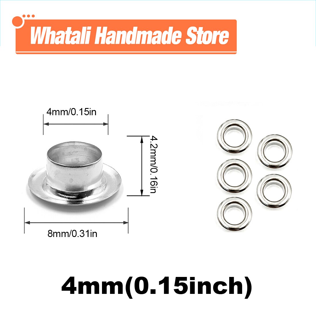 200Pcs 4Mm Gat Metalen Oogjes Grommets Met Wasmachine Punch Set Tool Diy Kleding Schoenen Riem Cap Tags leathercraft Accessoires: Silver
