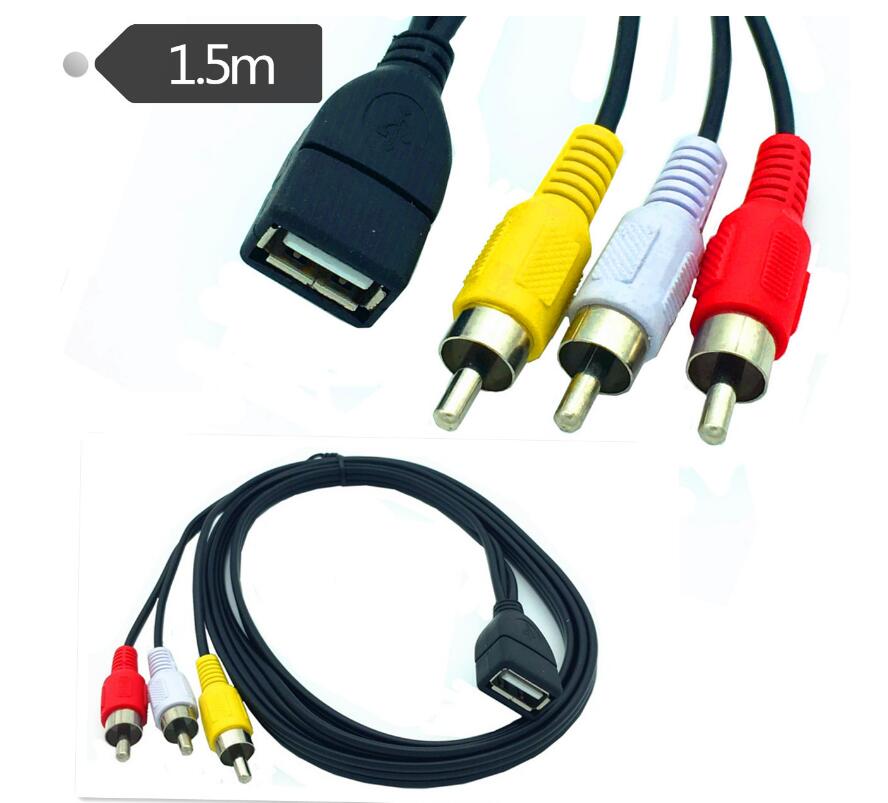 5ft 1.5m usb naaras  to 3 rca phono av kaapeli johto pc tv aux audio videosovitin kaapeli 150cm