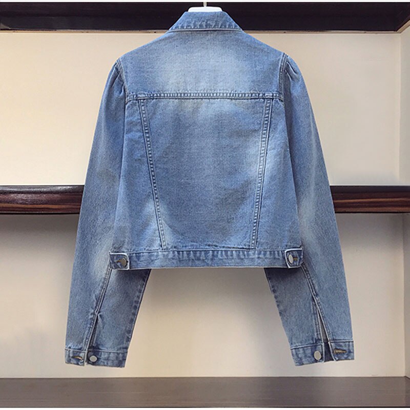 Vestes en jean à manches longues bouffantes 4XL pour femmes, Streetwear décontracté, automne et printemps