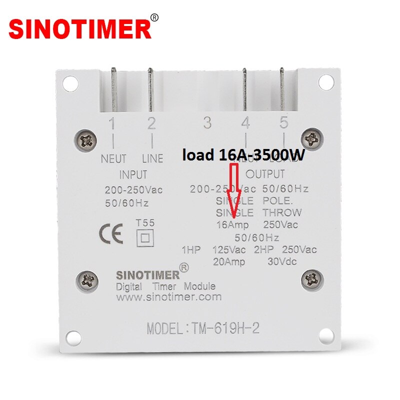 230Vac 7 Days Weekly Programmable Digital Timer Lighting Switch Output 220V Voltage Inside Battery with Dustproof Cover: load 16A-3500W