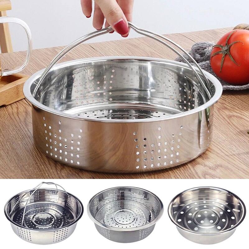 1PC Stainless Steel Steamer Basket Rice Cooker Steamer Vegetable And Fruit Drain Basket Draining Steaming Tray Kitchen Tool