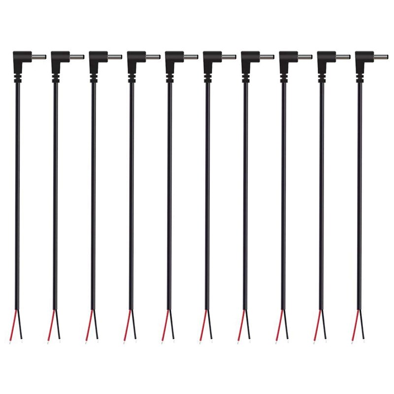 (10 Pack) vervanging 3.5Mm X 1.35Mm 90 Graden Haakse Dc-Man Plug Jack Naar Blote Draad Open End pigtail Power