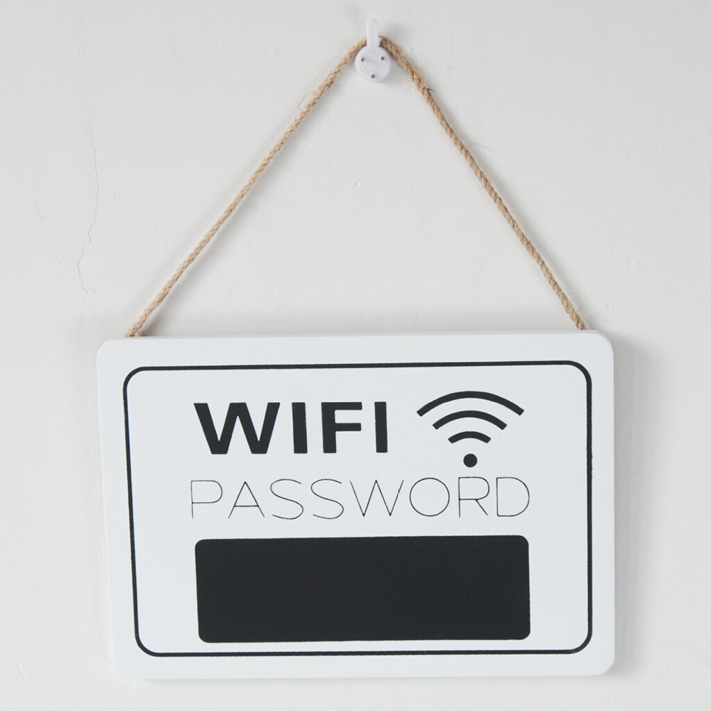 Enkeltsidet wifi-adgangskode tavle, væghængende træplade, træ-internetskilt til vægdør hjemme cafe barindretning