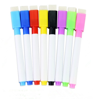 6Pcs Lot Magnetische Kleurrijke Whiteboard Pen Zwart White Board Markers Ingebouwde Gum Schoolbenodigdheden Kinderen Tekening Pen