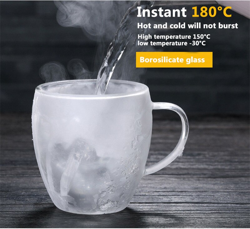 80/250/350/450ml hittebestendige Double Wall Cup Bier Koffie Cups Handgemaakte Gezonde drinken Mok Thee Mokken Transparante Drinkware