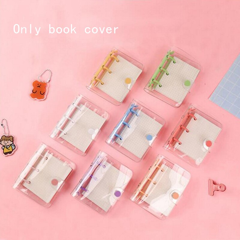 1pc étudiant Portable cahier reliure à anneaux Kawaii fournitures scolaires mignon Transparent 3 anneau Mini feuilles mobiles livre à main