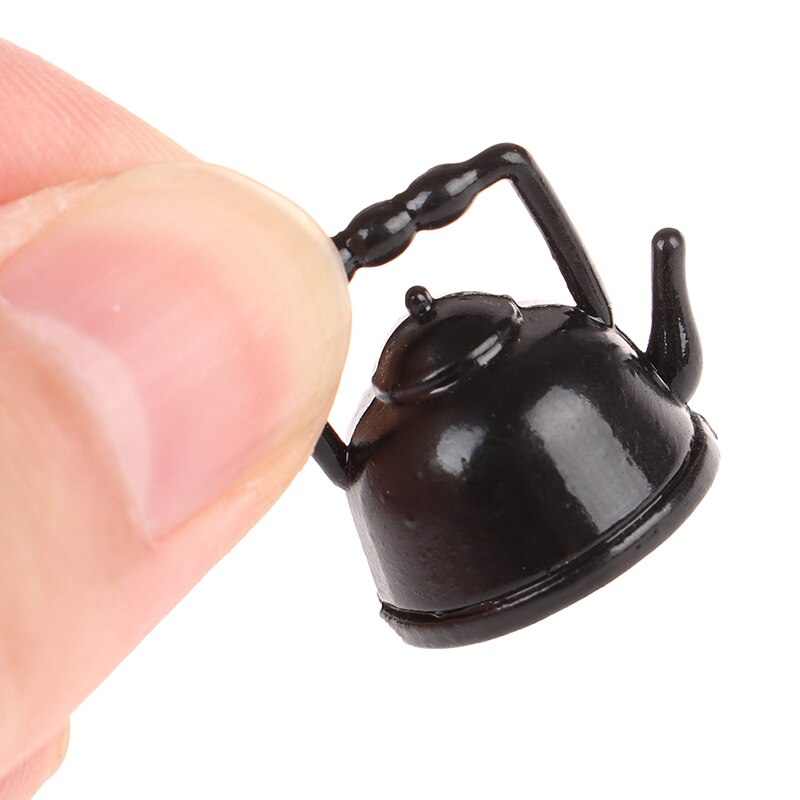 1:12 Dollhouse Miniature Mini Black Teapot Model Furniture Accessories Kitchen Toys for Baby Kids