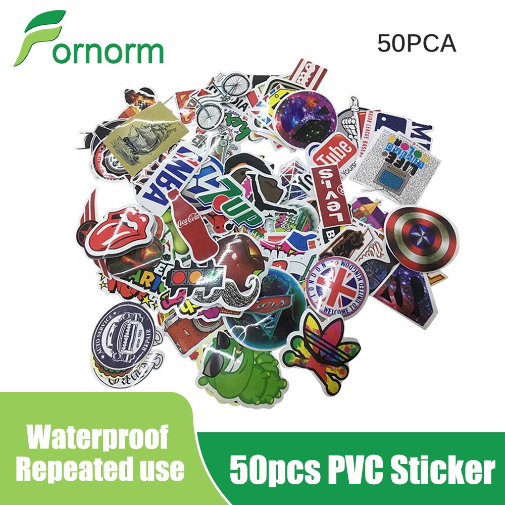 50 Pcs Waterdichte Sticker Skateboard Motorfiets Koffer Sticker Cartoon Sticker Waterdicht Herhaald Gebruik Pvc
