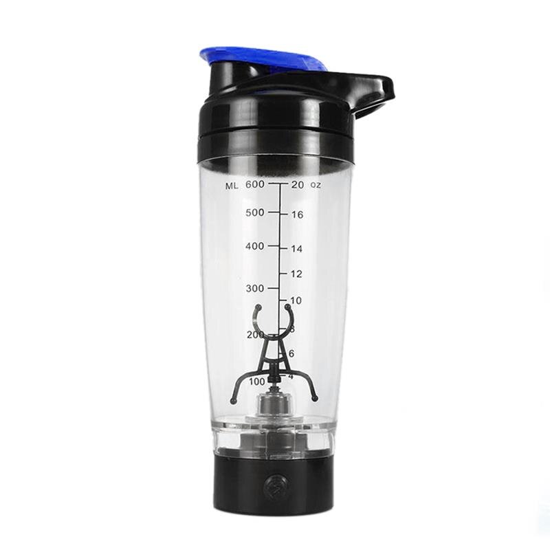 600ml elektriske automatiske vortex protein shaker plastic bpa gratis sports min vandflaske milkshaker flasker: Blå