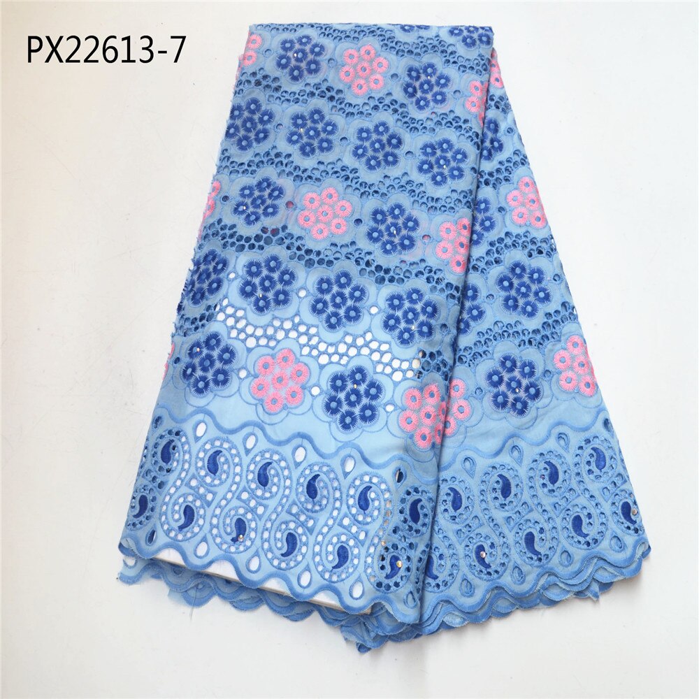 Broderie nigériane africaine en coton, bonne , dentelle de suisse voile, tissu de couleur blanche, dernier gros: 7