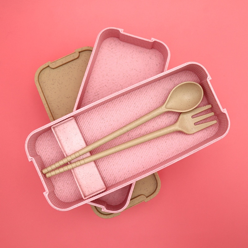 3 Layer Wheat Straw Bento Boxes 900ml Healthy Material Lunch Box Microwave Dinnerware Food Storage Container Lunchbox