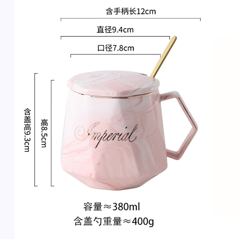 LUO – tasse en céramique de JIA-GUI ML pour femme, Mug pour préparer du thé, du café, de l'eau, avec couvercle, cuillère, style nordique, pour le bureau, 380ML, G079: J