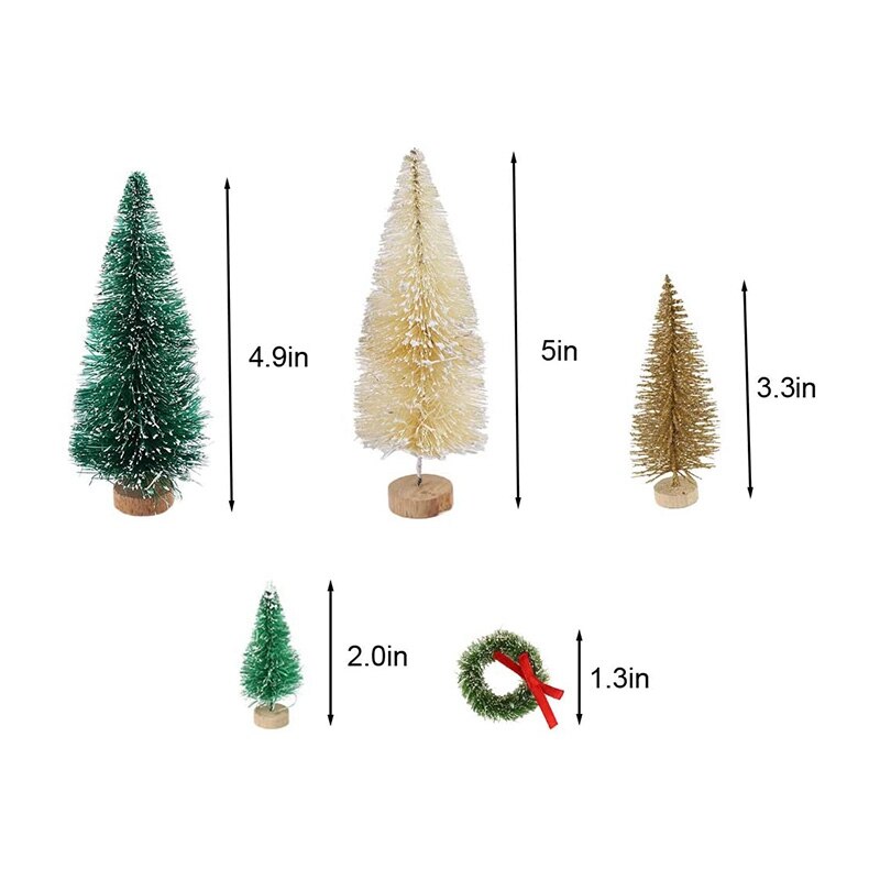 30 Pcs Miniatuur Frosted Kerstbomen Fles Borstel Mini Bomen Plastic Tafelblad Bomen Ornamenten Voor Kerstmis Kamer