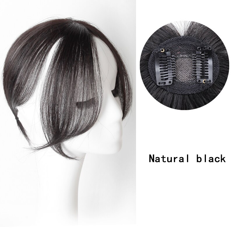 Bangs Clip In on Front Hair Bang Side Fringe Hair Extension Natural Synthetic Bangs Hair Women Bangs Synthetic Hair Pieces: Natural Color