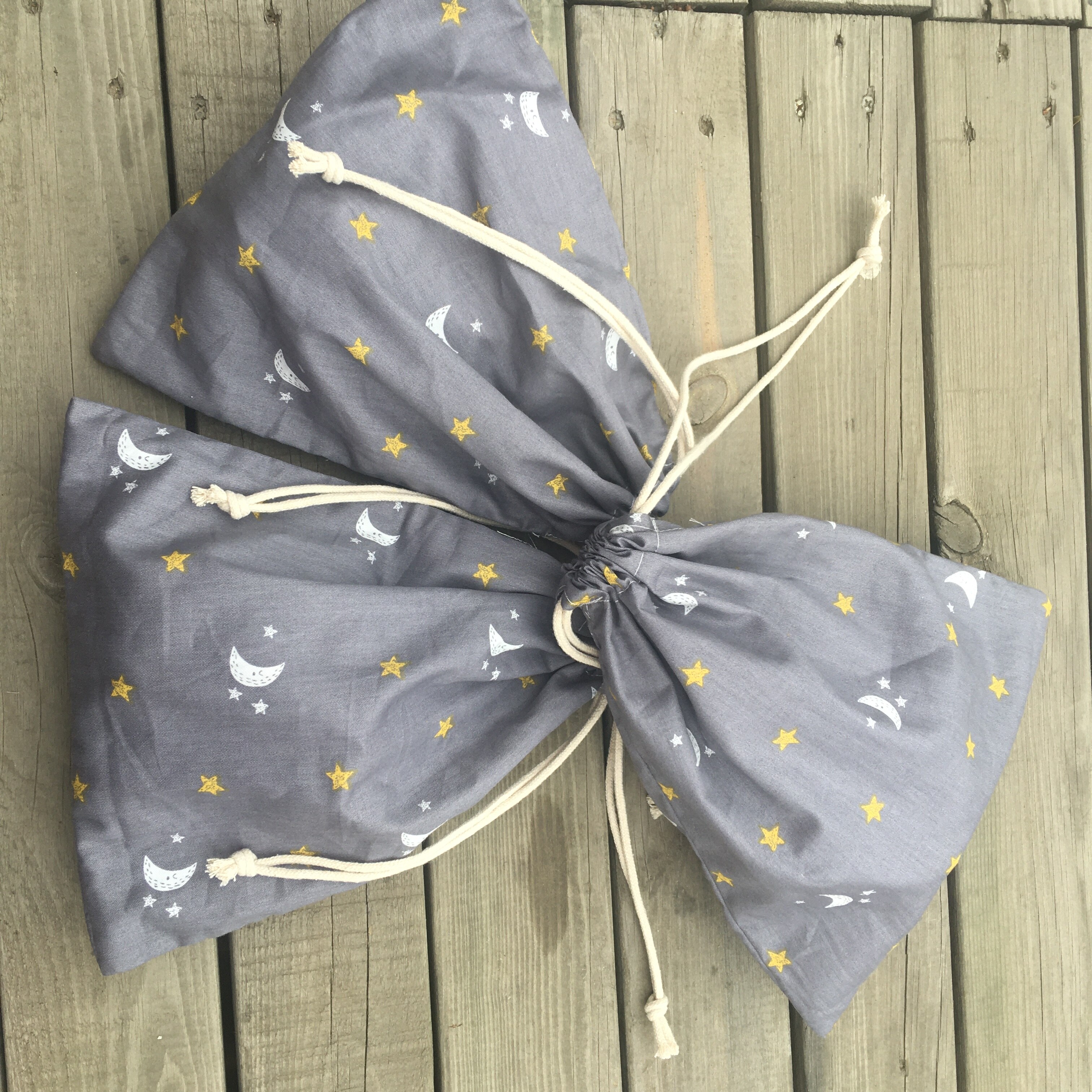 1pc bawełna diagonal sznurkiem zorganizowana torba torba na prezent na przyjęcie księżyc gwiazda szara podstawa YL618d