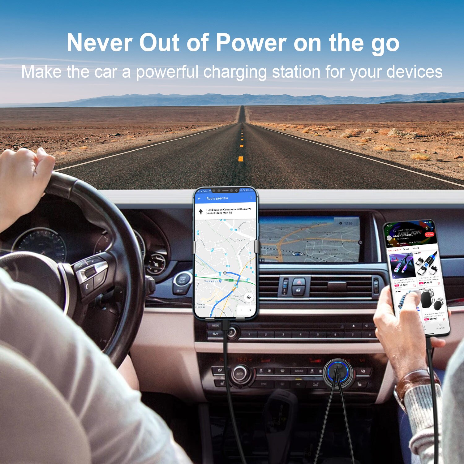 38w usb car charger fast charging type-c qc  pd 3,0 fast charging car phone charger for iphone 13 12 pro max 11 xiaomi