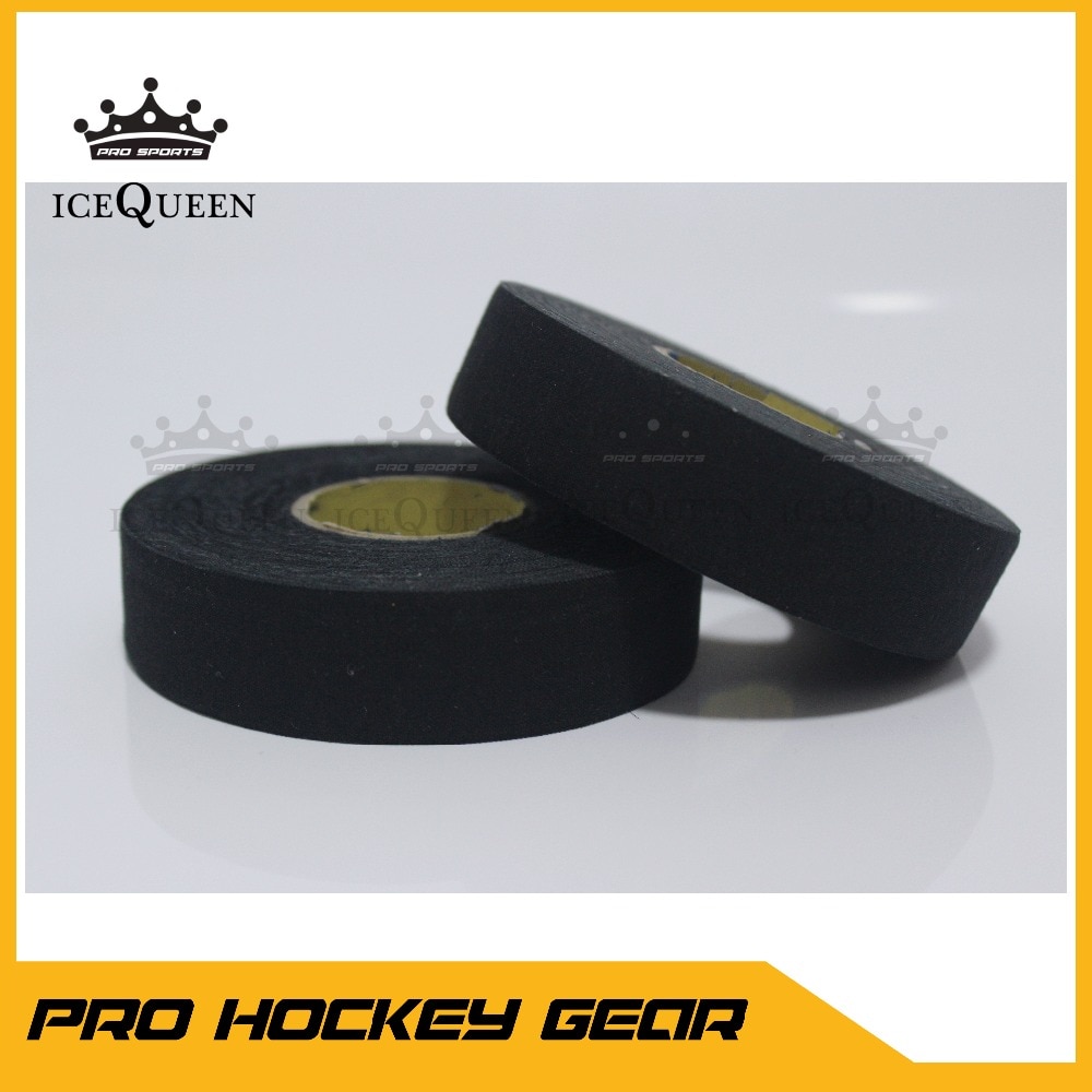 Svart hockeytape - pinnebånd  - 2 ruller  - 1 tommer bred , 27 yards lang (duk) - hvite svarte farger kan blandes