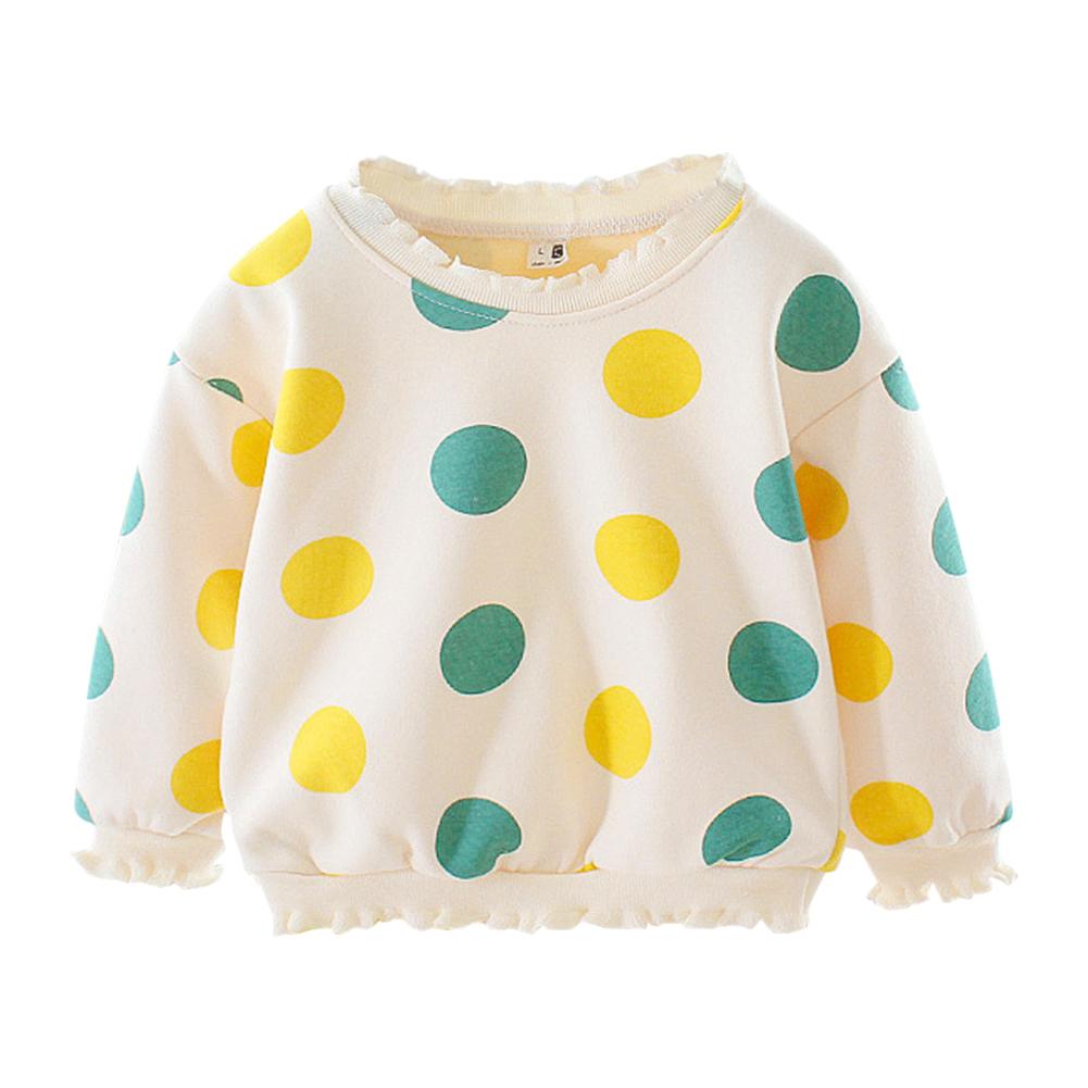 Baby Girl Kids Prinses Sweatershirt Comfort Zachte Lange Mouwen Persoonlijkheid Koreaanse Mooie Kleding Lente Herfst Dot Tops: YELLOW / 6m