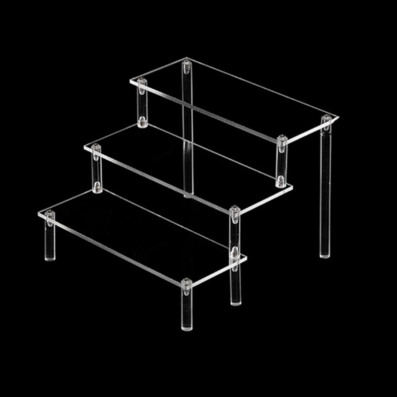 1-3 Tier Acrylic Display Stand Rack Transparent Display Riser Storage Racks Cupcake Dessert Perfume Doll Figures Organizer Shelf