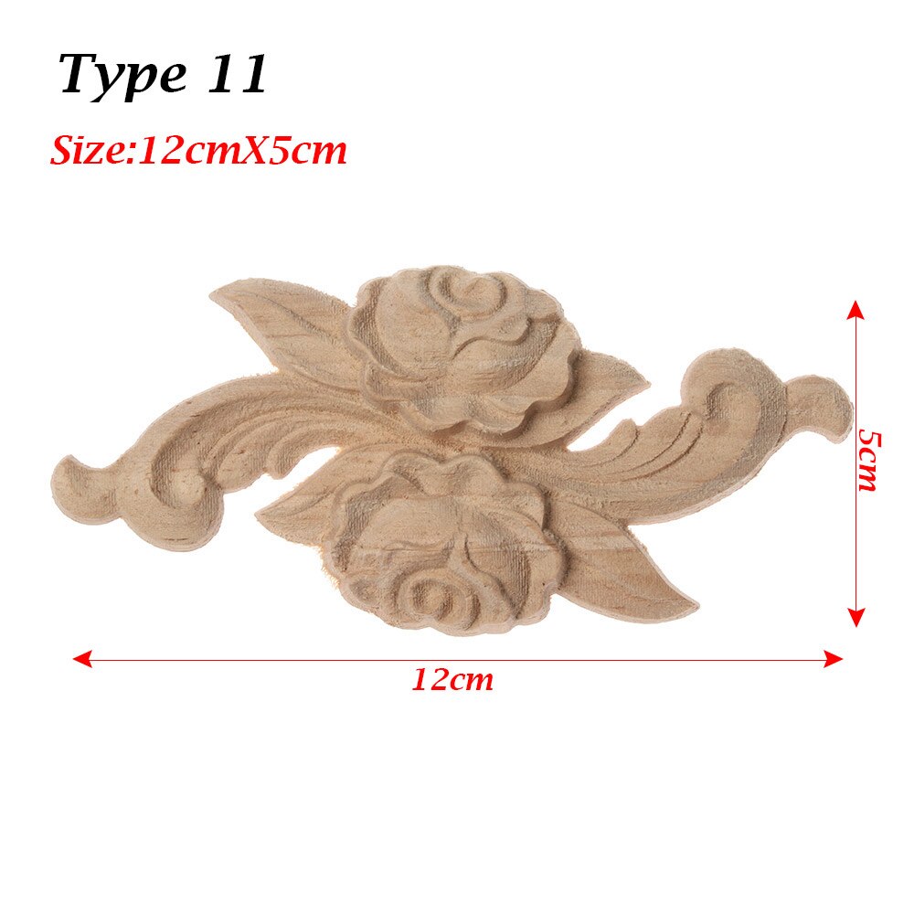 1 PC Ecke Appliques Holzschnitzerei Rose Blume Unlackiert Blumen- Geschnitzte Holz Handwerk Möbel Ornament DIY Hause Dekoration: 13