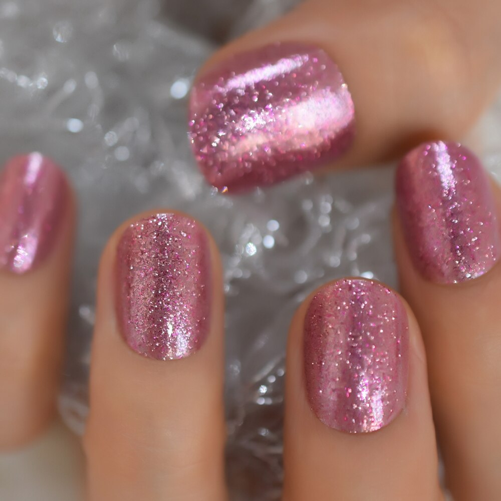 Glædelig jul dekorativ presse på negle firkantet lyserød faux ongles mat snefnug hjorte jul element manikyr kunst tips kort: L5542