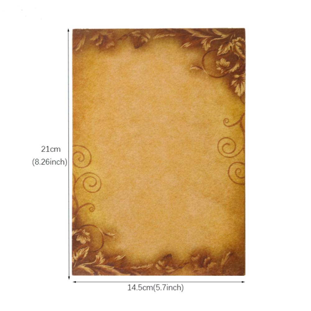 16sheets Vintage Flower Kraft Letter Paper Brown Craft Writing Paper Stationery Letter Pad Office Supplies: 16pcs Pattern 3