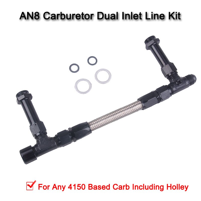 8 AN Braided Stainless Steel Carburetor Dual Inlet Line Kit for Holley 4150