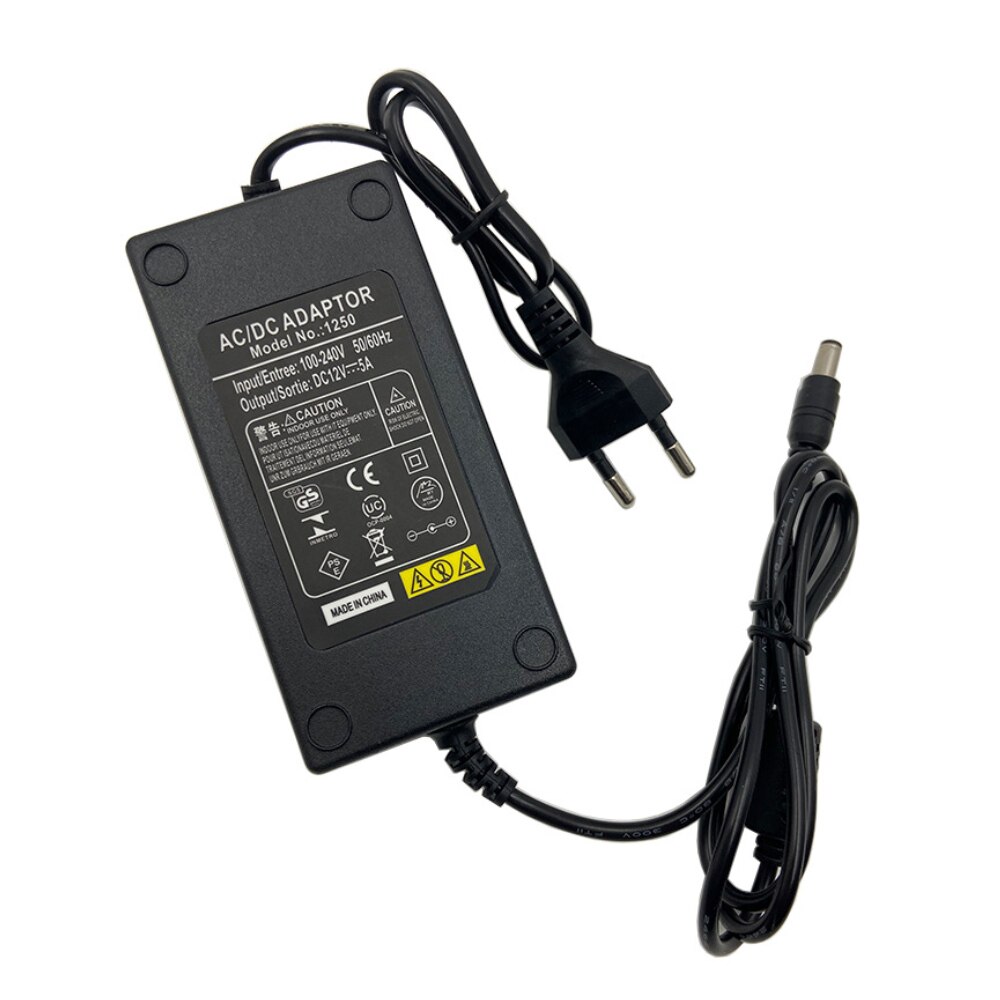 12V 5A 6A Power Supply AC 100V-240V Power Adapter EU US UK Plug 5.5mm x 2.1mm for LED Strip Light CCTV IP Camera