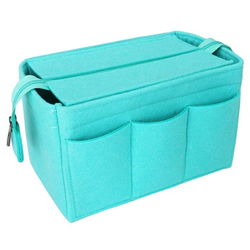 Toilettas voor meisjes, make-uptas van vilt, organizer voor dames, vilten inlegtas voor handtas, multifunctionele reistas voor cosmetica: Grasgroen