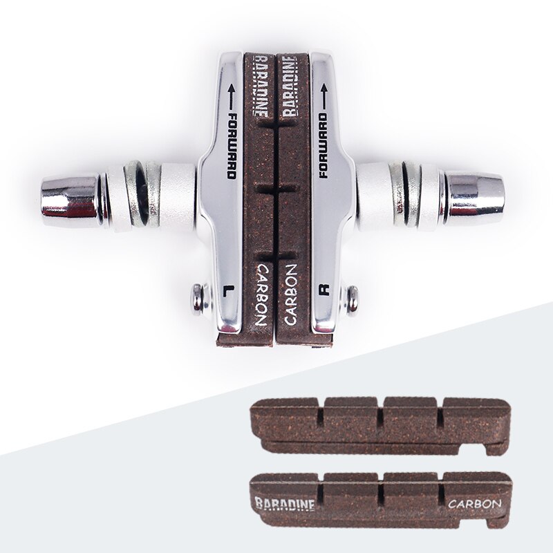 Baradine 1 Pair Bike Brake Cork Pads for Carbon Rims Bicycles Linear Pull Brakes MTB Road Carbon Wheelset Threaded Braking Set: Silver N Inserts