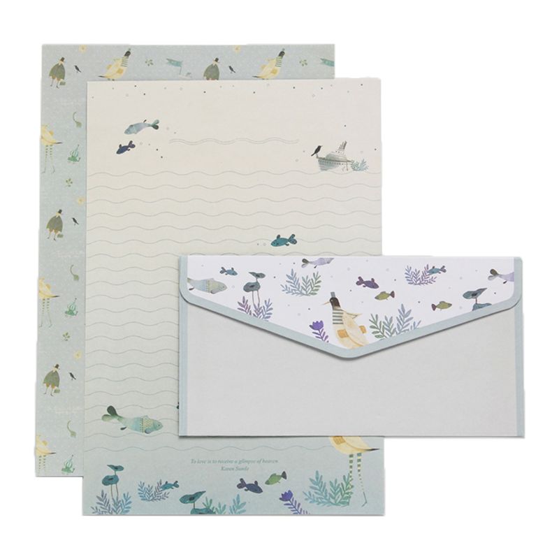 Mooie briefpapier envelop bloemig schattig cartoon set briefhoofd klein fris 831d: 09