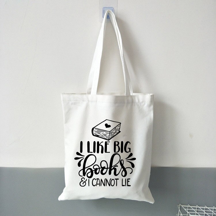 Canvas Tote Bag I Like Big Books and I Cannot Lie Slogan Funny Women Canvas Bag Shopping Bags Travel Bag: Default Title