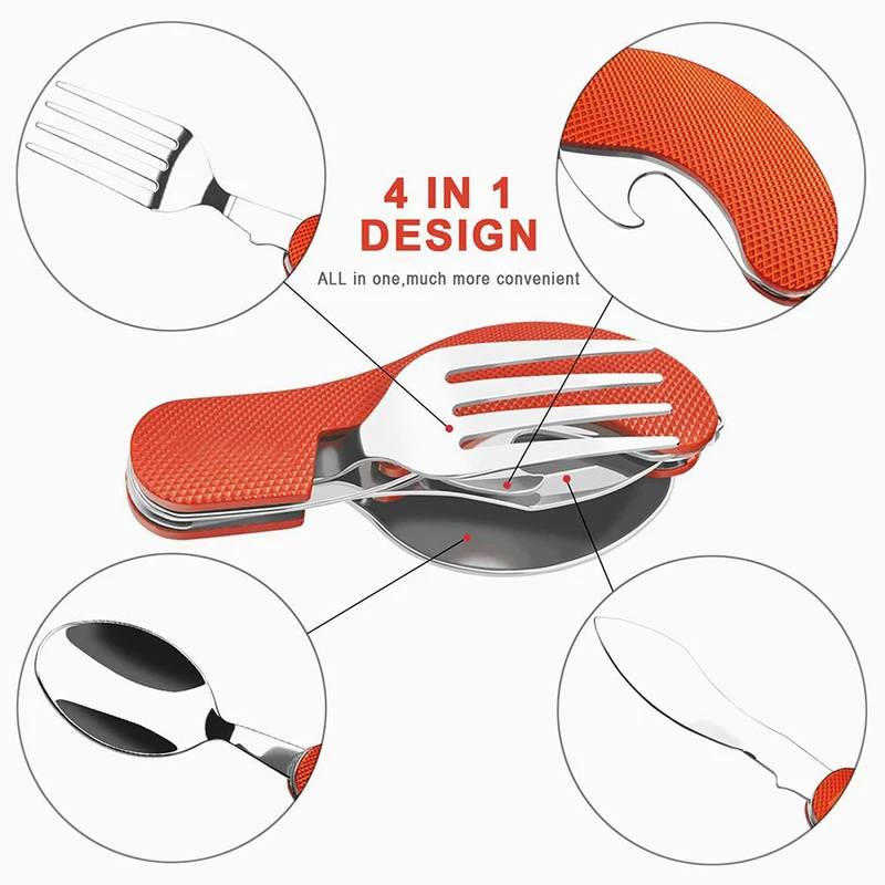 Zusammenklappbares Camping-Utensilien-Set – multifunktionales Messer, Gabel, Löffel-Kombination für Outdoor-Aktivitäten und Sport, Camping, Picknick, Reisen