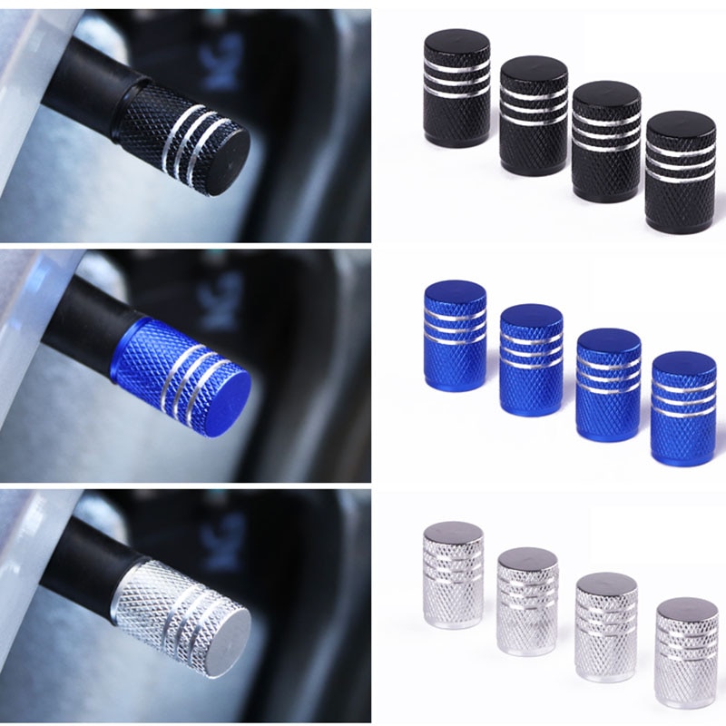 4PCS Aluminum Alloy Schrader Valve Caps Tire Valve Stem Covers for Cars Motorcycles Trucks Bikes Bicycle Accessories