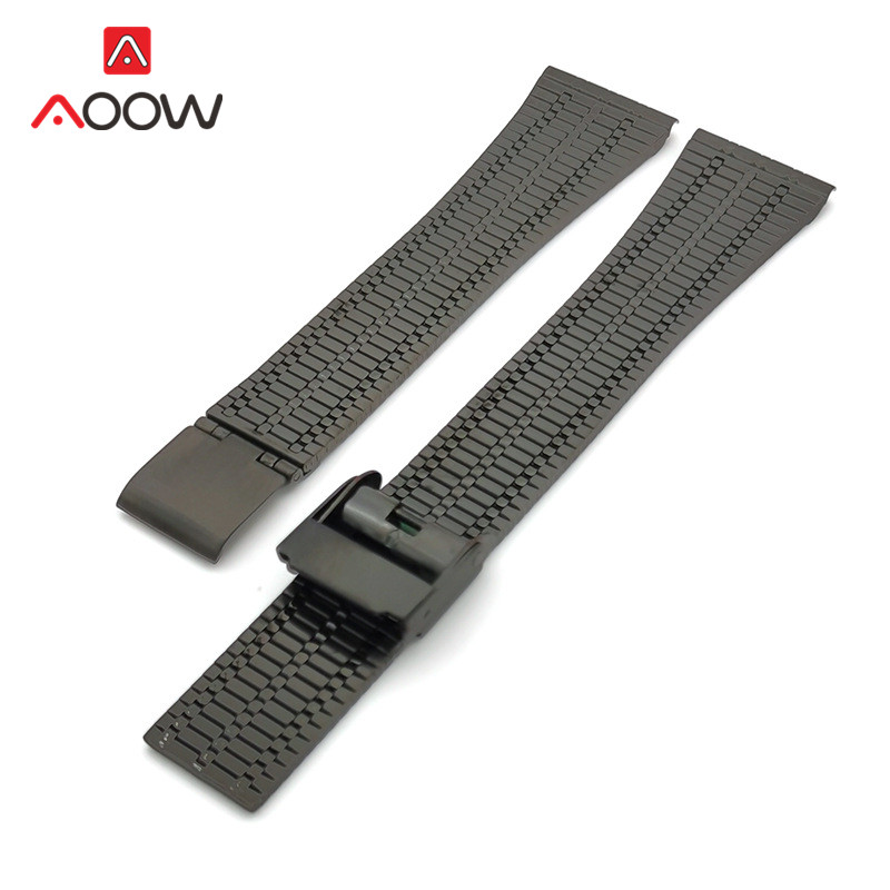 Boucle à crochet pour bracelet en acier inoxydable, accessoire de sécurité pour hommes et femmes, rétro, remplacement du métal, 20mm, 22mm: Black / 20mm