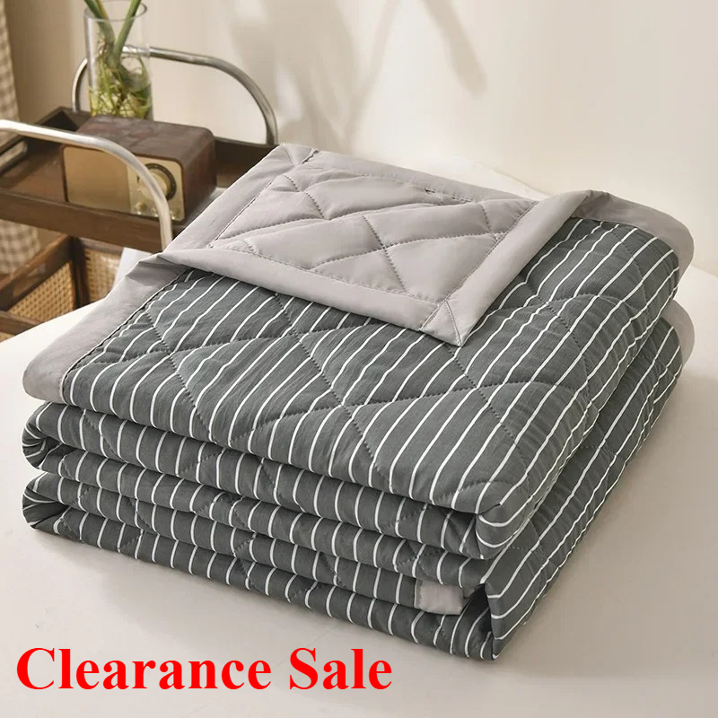 Striped checkered summer thin blanket skin friendly printed summer cool blanket air conditioning blanket thin core